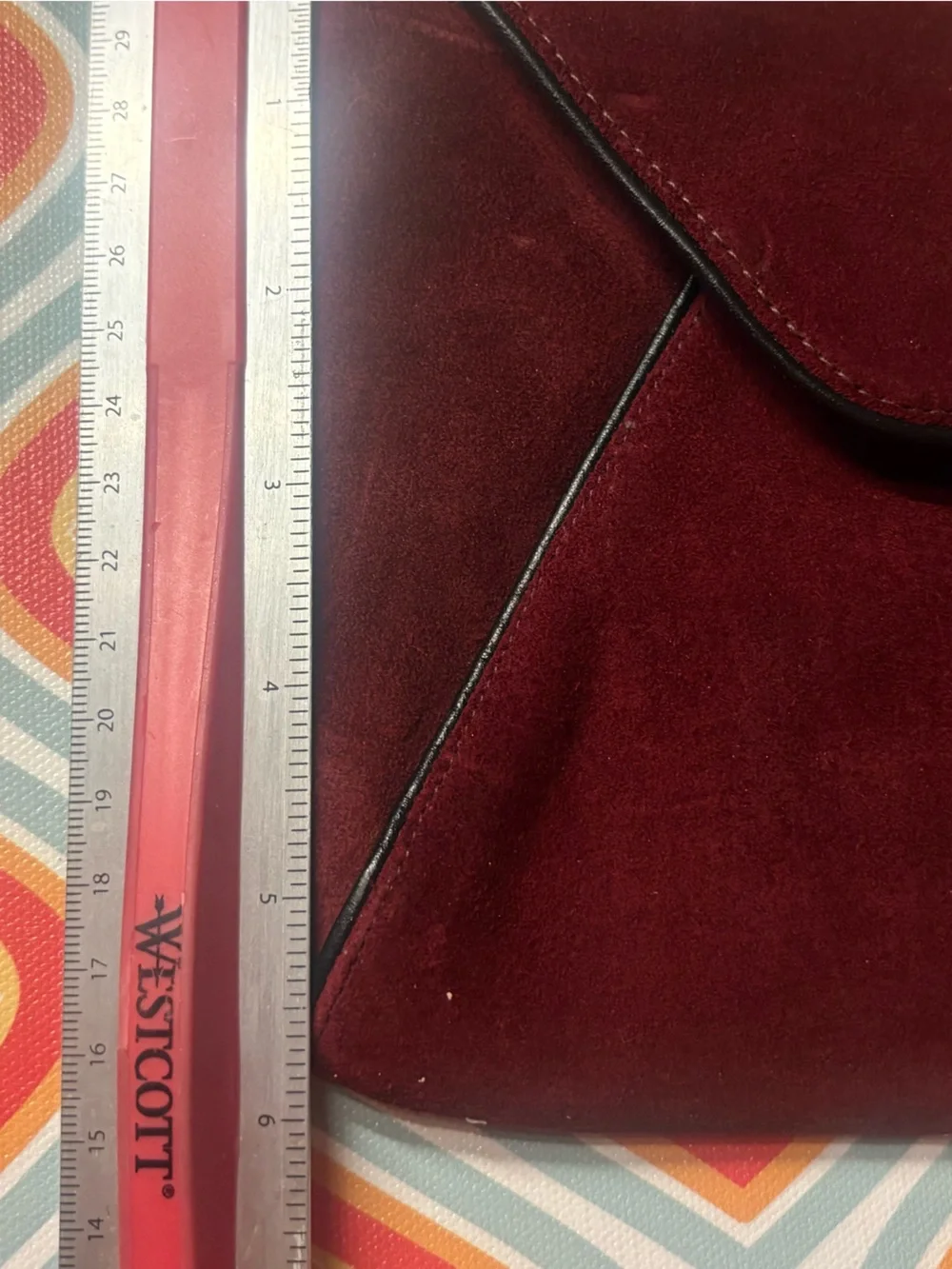 Anne Klein being Calderon Vintage Burgundy Suede Envelope Clutch